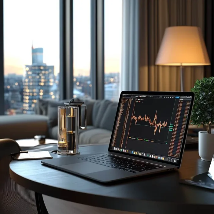 Laptop con grafico di trading